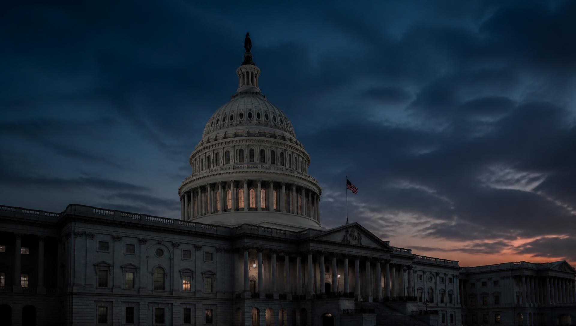 The United States Capitol at dusk